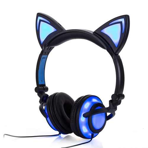 2018 Cat Ear headphones LED Ear headphone cat earphone Flashing Glowing Headset Gaming Earphones for Adult and Children