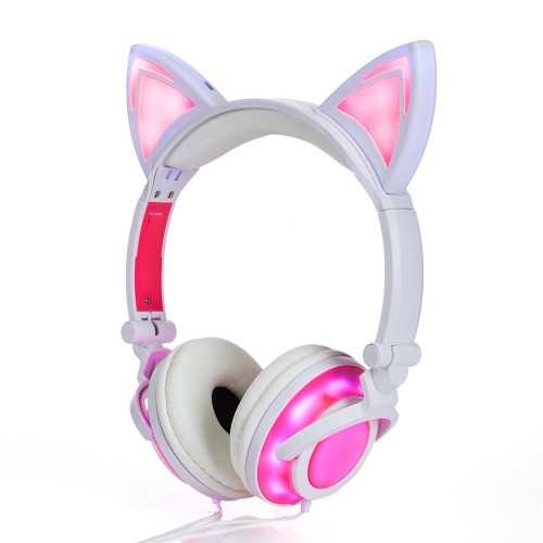 2018 Cat Ear headphones LED Ear headphone cat earphone Flashing Glowing Headset Gaming Earphones for Adult and Children