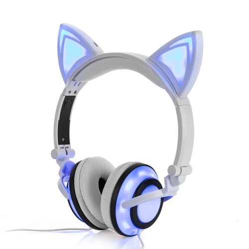 2018 Cat Ear headphones LED Ear headphone cat earphone Flashing Glowing Headset Gaming Earphones for Adult and Children